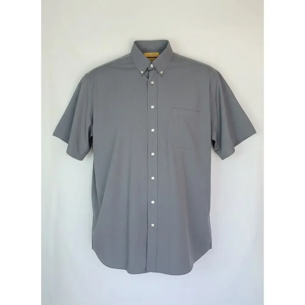 Roundtree & Yorke Gold Label Non-Iron NavyBlue PinStripe Short Sleeve Shirt 3XLT - Picture 1 of 9